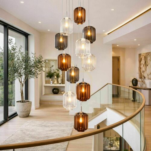Sprawdź Lampa wisząca s.luce Velo szklana brązowa cylindryczna E27 18 cm