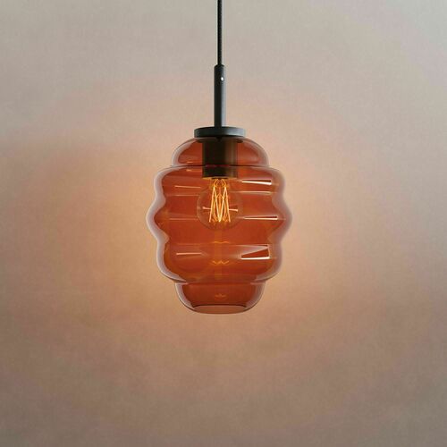 Sprawdź Lampa wisząca s.luce Echos 188998, brązowe szkło Ø18 cm, E27, czarny przewód 500 cm