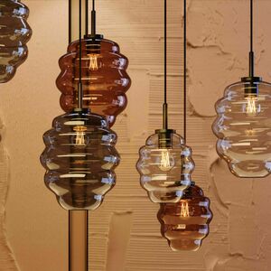 Lampa wisząca s.luce Echos 188998, brązowe szkło Ø18 cm, E27, czarny przewód 500 cm small 7