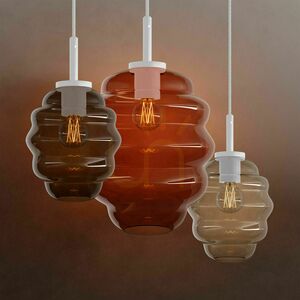 Lampa wisząca s.luce Echos 189004 szkło koniakowe Ø18 cm E27 biały przewód 500 cm small 11