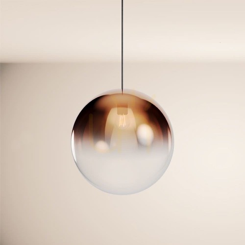 Sprawdź Lampa wisząca s.luce Orb szklana kula 40 cm, miedziany gradient, czarne zawieszenie, E27, zwis 500 cm