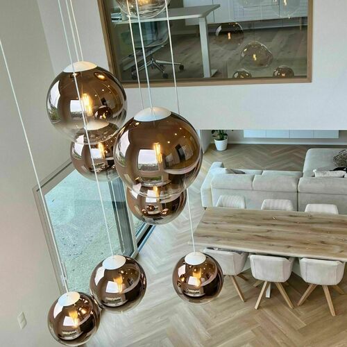 Sprawdź Lampa wisząca s.luce Orb, gradientowo przydymiona kula szklana 50 cm, E27, zawieszenie 500 cm