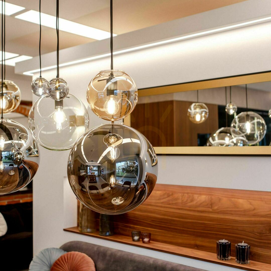 Wyświetl Lampa wisząca s.luce Orb szklana kula przydymiona 30 cm E27 1-punktowa Lampa wisząca s.luce Orb szklana kula przydymiona 30 cm E27 1-punktowa