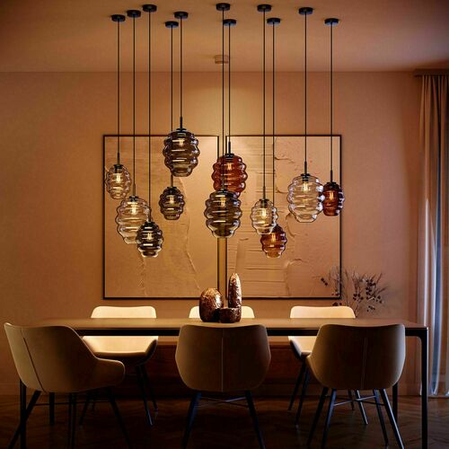 Sprawdź Lampa wisząca s.luce Echos szklana dymiona 25 cm E27 nowoczesna