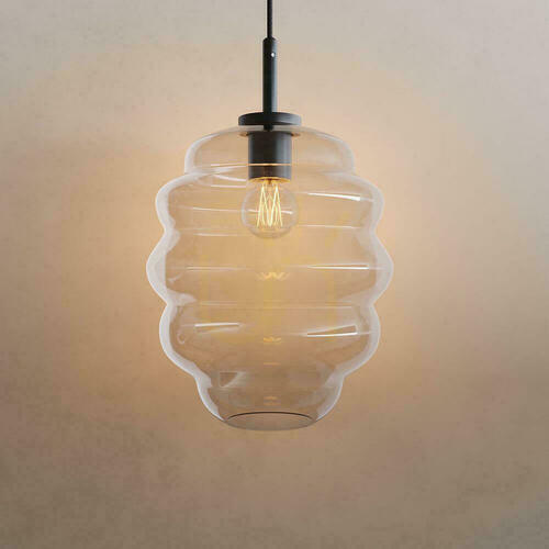 Sprawdź Lampa wisząca s.luce Echos, szkło przezroczyste, 25 cm, E27, czarne zawieszenie