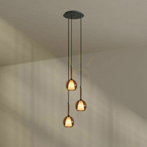 Sprawdź Lampa wisząca s.luce Belluna 3-punktowa brązowe szkło Ø 14 cm