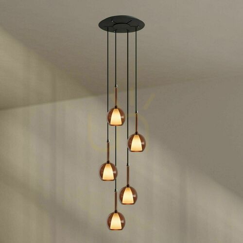 Sprawdź Żyrandol s.luce Belluna 5-punktowy brązowy minimalistyczny Ø 60 cm