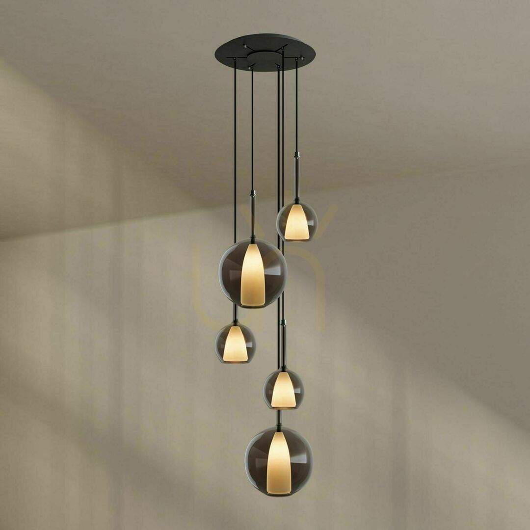 Wyświetl Żyrandol s.luce Belluna 5-punktowy przydymiony Ø60 cm Żyrandol s.luce Belluna 5-punktowy przydymiony Ø60 cm