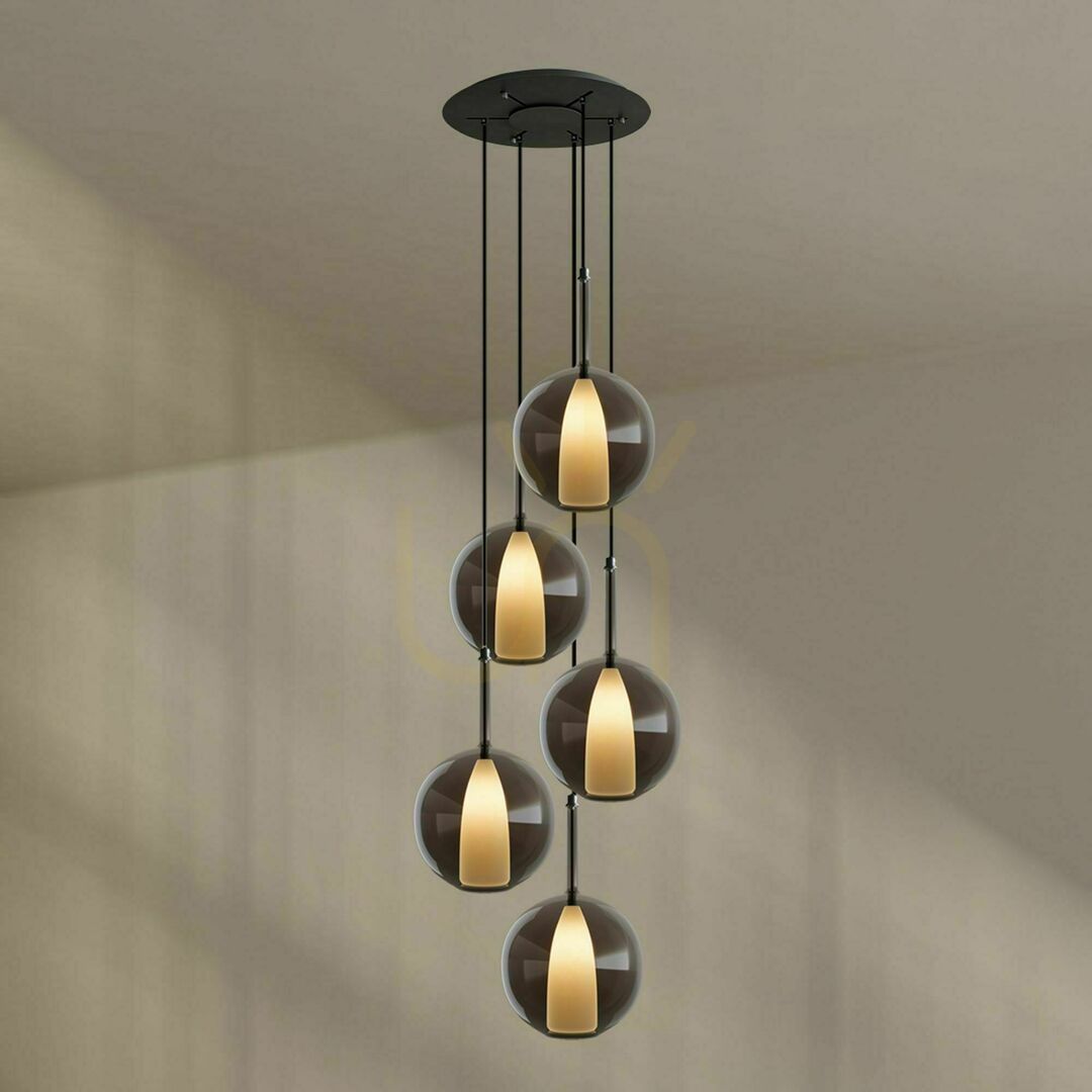 Wyświetl Żyrandol s.luce Belluna 5-punktowy przydymiony Ø60 cm Żyrandol s.luce Belluna 5-punktowy przydymiony Ø60 cm
