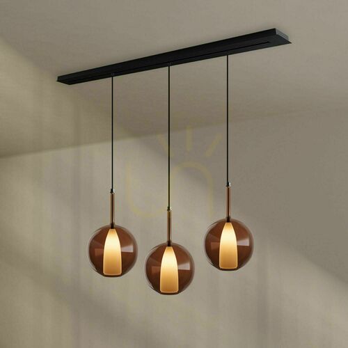 Sprawdź Żyrandol s.luce Belluna 3-punktowy brązowy szklano-metalowy E27 śr. 24 cm