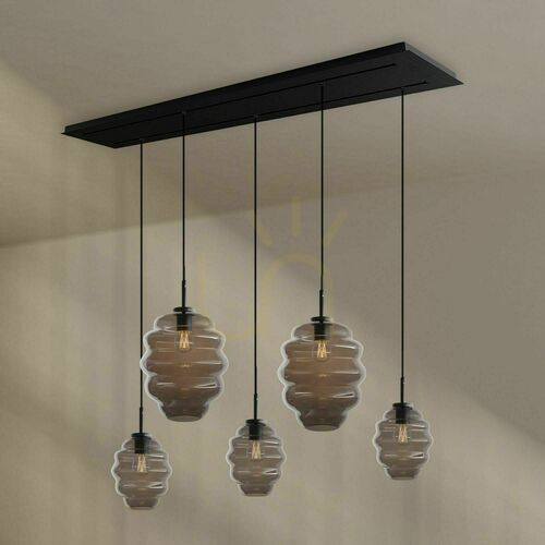Sprawdź Żyrandol s.luce Echos 5-ramienny czarny szkło metal, 2-rzędowy, Ø 18/25 cm