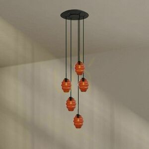 Lampa wisząca s.luce Echos 5-punktowa, dymione szkło, biała Ø 60 cm small 1
