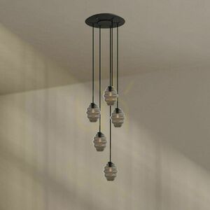 Lampa wisząca s.luce Echos 5-punktowa, dymione szkło, biała Ø 60 cm small 2