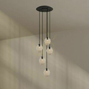 Lampa wisząca s.luce Echos 5-punktowa, dymione szkło, biała Ø 60 cm small 3