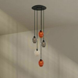 Lampa wisząca s.luce Echos 5-punktowa, dymione szkło, biała Ø 60 cm small 4