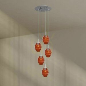 Lampa wisząca s.luce Echos 5-punktowa, dymione szkło, biała Ø 60 cm small 5