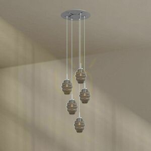 Lampa wisząca s.luce Echos 5-punktowa, dymione szkło, biała Ø 60 cm small 6