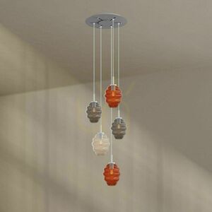 Lampa wisząca s.luce Echos 5-punktowa, dymione szkło, biała Ø 60 cm small 9