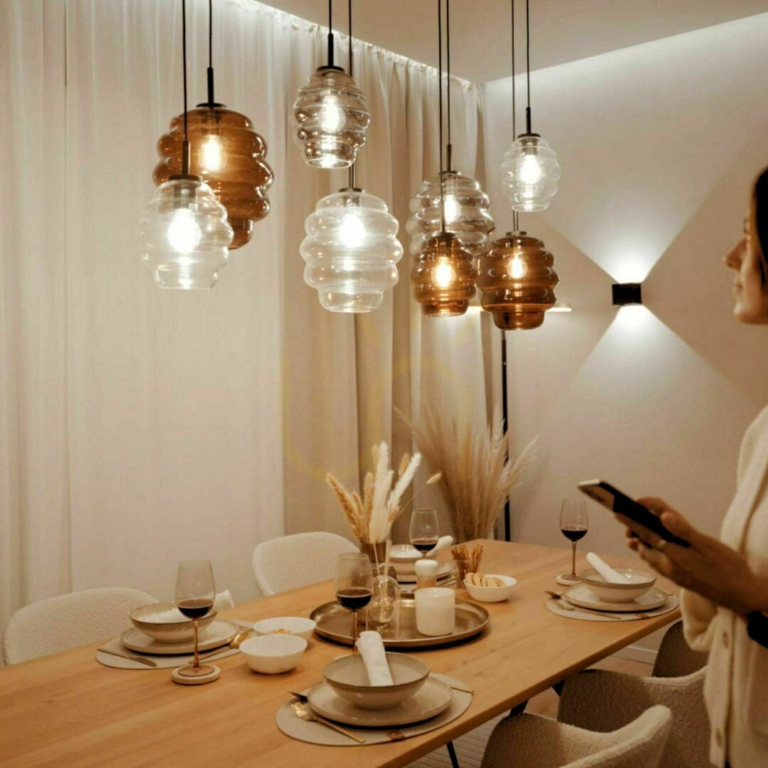 Wyświetl Żyrandol s.luce Echos 5-ramienny czarny szklany E27 18 cm Żyrandol s.luce Echos 5-ramienny czarny szklany E27 18 cm