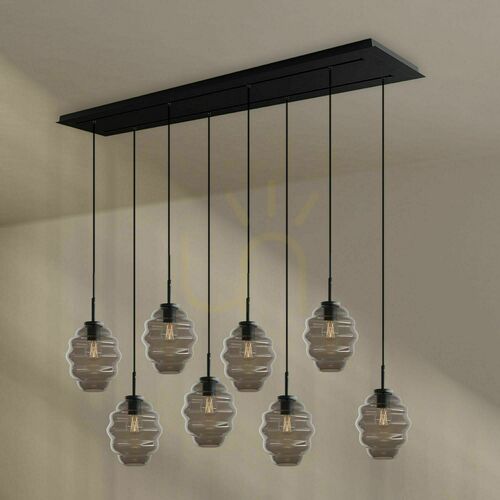 Sprawdź Lampa wisząca s.luce Echos nad stół, 8 kloszy Ø 18 cm z dymionego szkła, czarny baldachim 160 cm