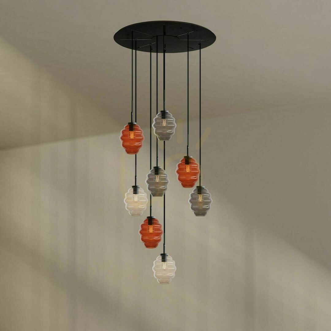 Pokaż Żyrandol s.luce Echos 8-ramienny wielokolorowy Ø 80 cm Żyrandol s.luce Echos 8-ramienny wielokolorowy Ø 80 cm