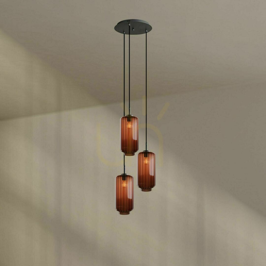 Zobacz Żyrandol s.luce Velo 3-punktowy brązowy szklany minimalistyczny Ø18 cm Żyrandol s.luce Velo 3-punktowy brązowy szklany minimalistyczny Ø18 cm