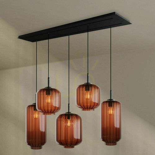 Sprawdź Żyrandol s.luce Velo 5-ramienny brązowy szkło metal 160 cm