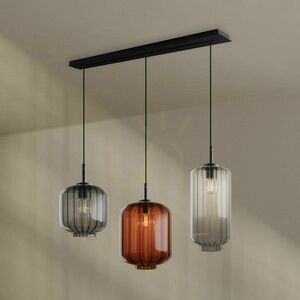 Lampa wisząca s.luce Velo 3×E27, szkło bezbarwne Ø 18/20/25 cm, czarny baldachim 120 cm small 4
