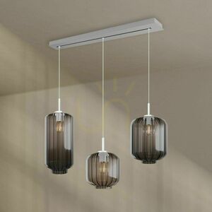 Lampa wisząca s.luce Velo 3×E27, szkło bezbarwne Ø 18/20/25 cm, czarny baldachim 120 cm small 6