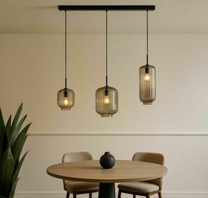 Lampa wisząca s.luce Velo 3×E27, szkło bezbarwne Ø 18/20/25 cm, czarny baldachim 120 cm small 0