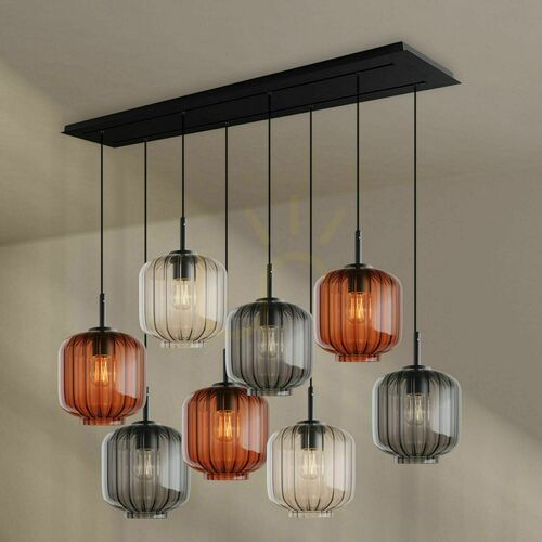 Sprawdź Żyrandol s.luce Velo, 8×E27, wielokolorowe klosze Ø20 cm, czarna podsufitka 160 cm