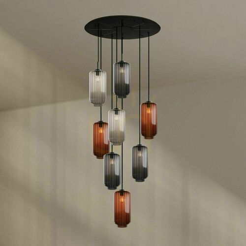 Sprawdź Żyrandol s.luce Velo 8-ramienny brązowy szklano-metalowy Ø80 cm