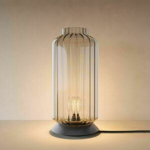 Lampa stołowa s.luce Velo szkło przydymione Ø 20 cm, czarna podstawa, E27, z włącznikiem small 11