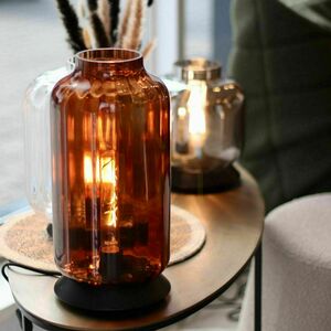 Lampa stołowa s.luce Velo szkło przydymione Ø 20 cm, czarna podstawa, E27, z włącznikiem small 2