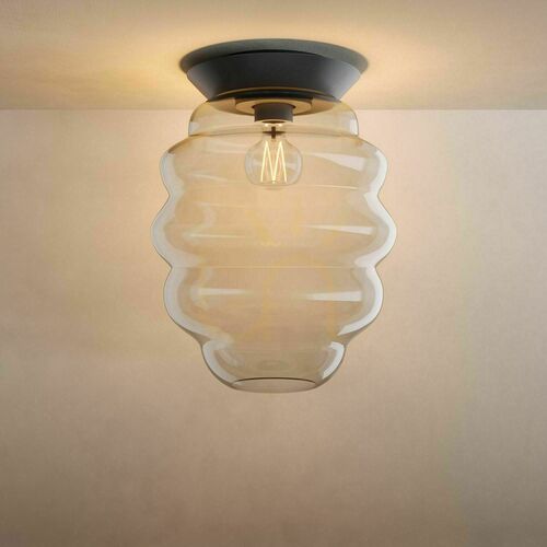 Sprawdź Plafon s.luce Echos z przezroczystego szkła, czarny, E27, Ø 25 cm