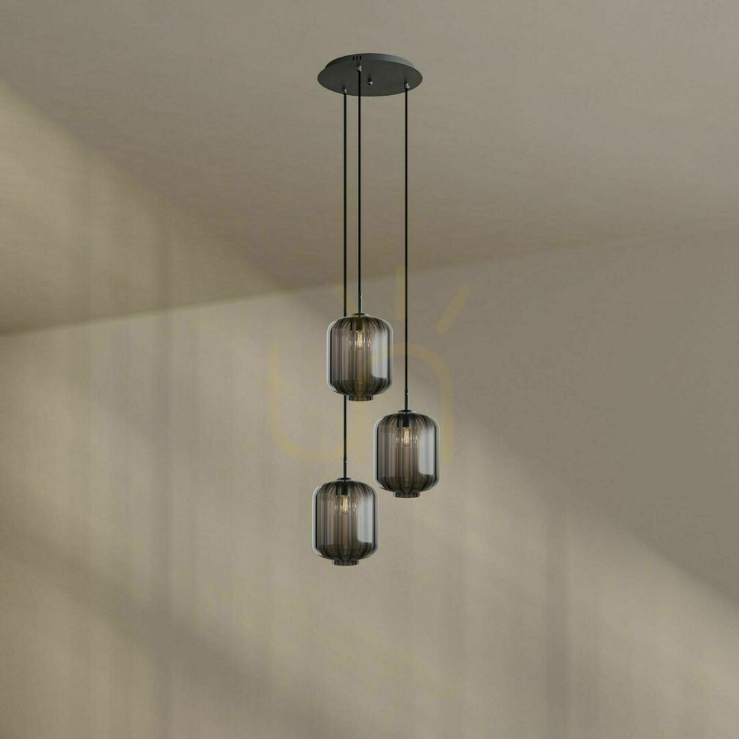 Wyświetl Żyrandol s.luce Velo 3-ramienny brązowy szkło metal E27 25 cm Żyrandol s.luce Velo 3-ramienny brązowy szkło metal E27 25 cm