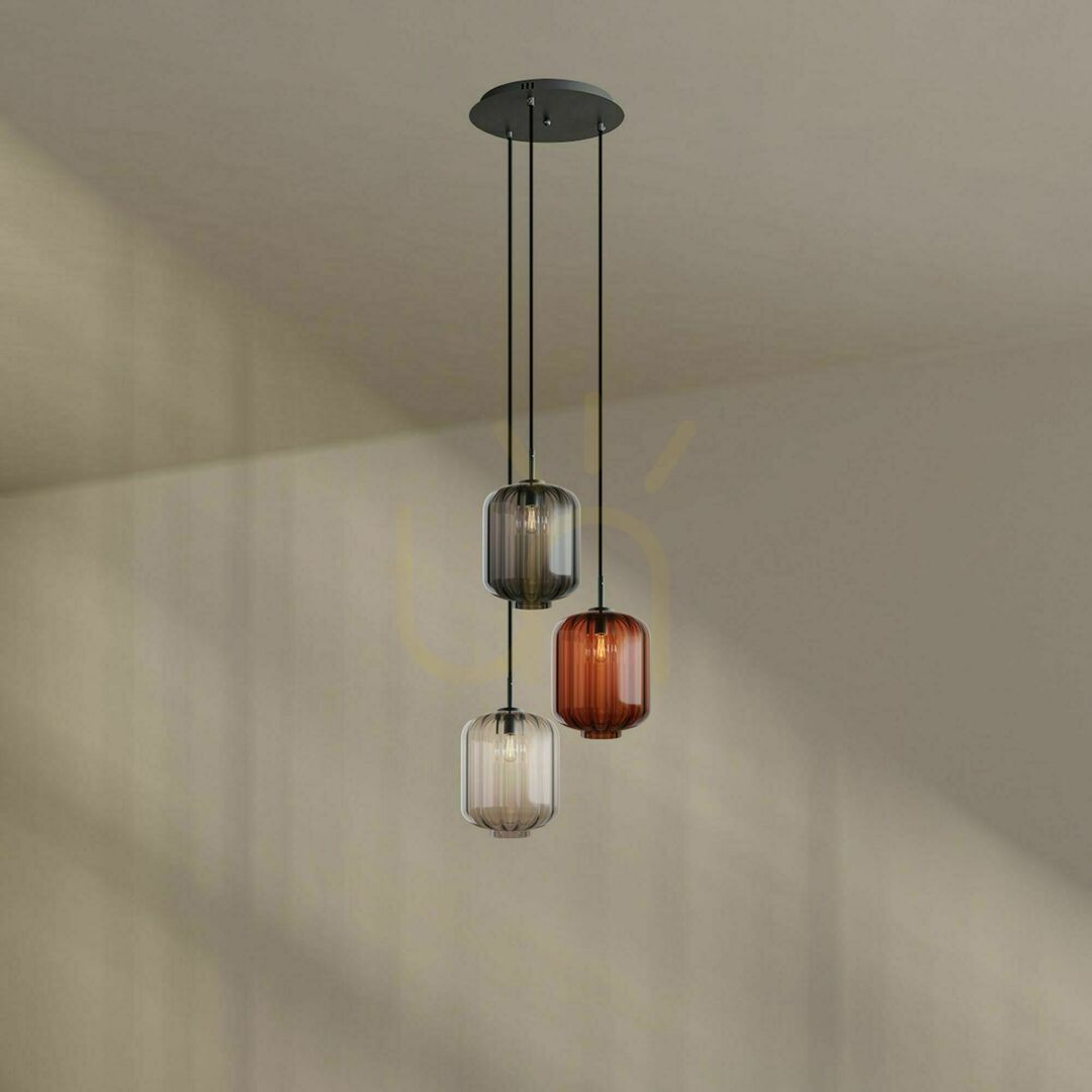 Sprawdź Żyrandol s.luce Velo 3-ramienny brązowy szkło metal E27 25 cm Żyrandol s.luce Velo 3-ramienny brązowy szkło metal E27 25 cm