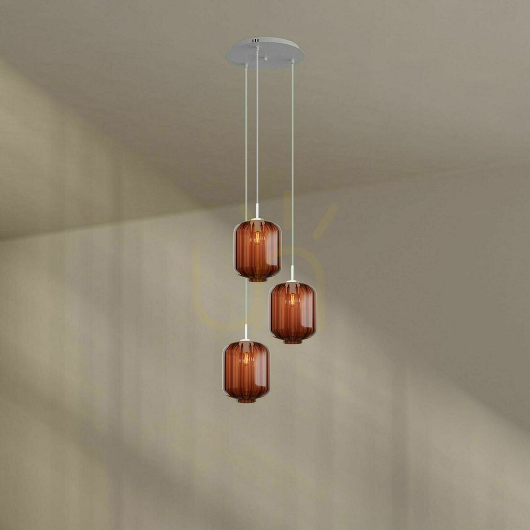 Zobacz Żyrandol s.luce Velo 3-ramienny brązowy szkło metal E27 25 cm Żyrandol s.luce Velo 3-ramienny brązowy szkło metal E27 25 cm