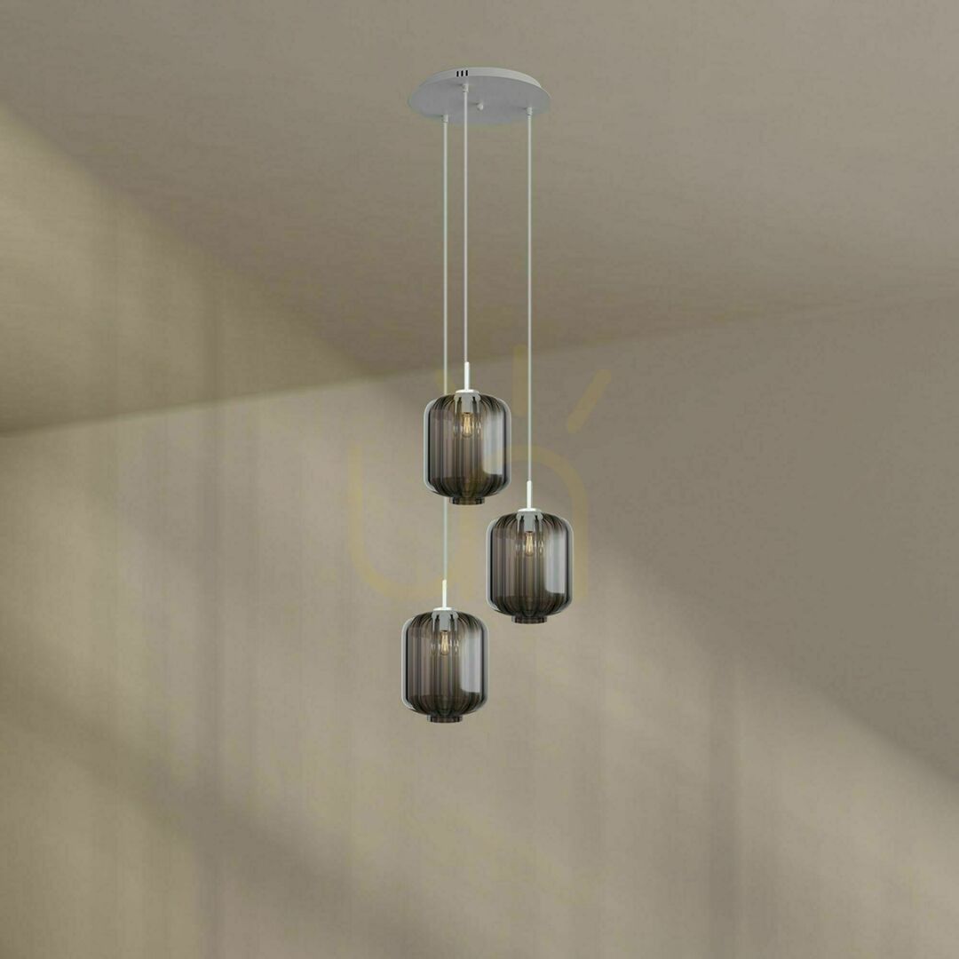 Obejrzyj Żyrandol s.luce Velo 3-ramienny brązowy szkło metal E27 25 cm Żyrandol s.luce Velo 3-ramienny brązowy szkło metal E27 25 cm