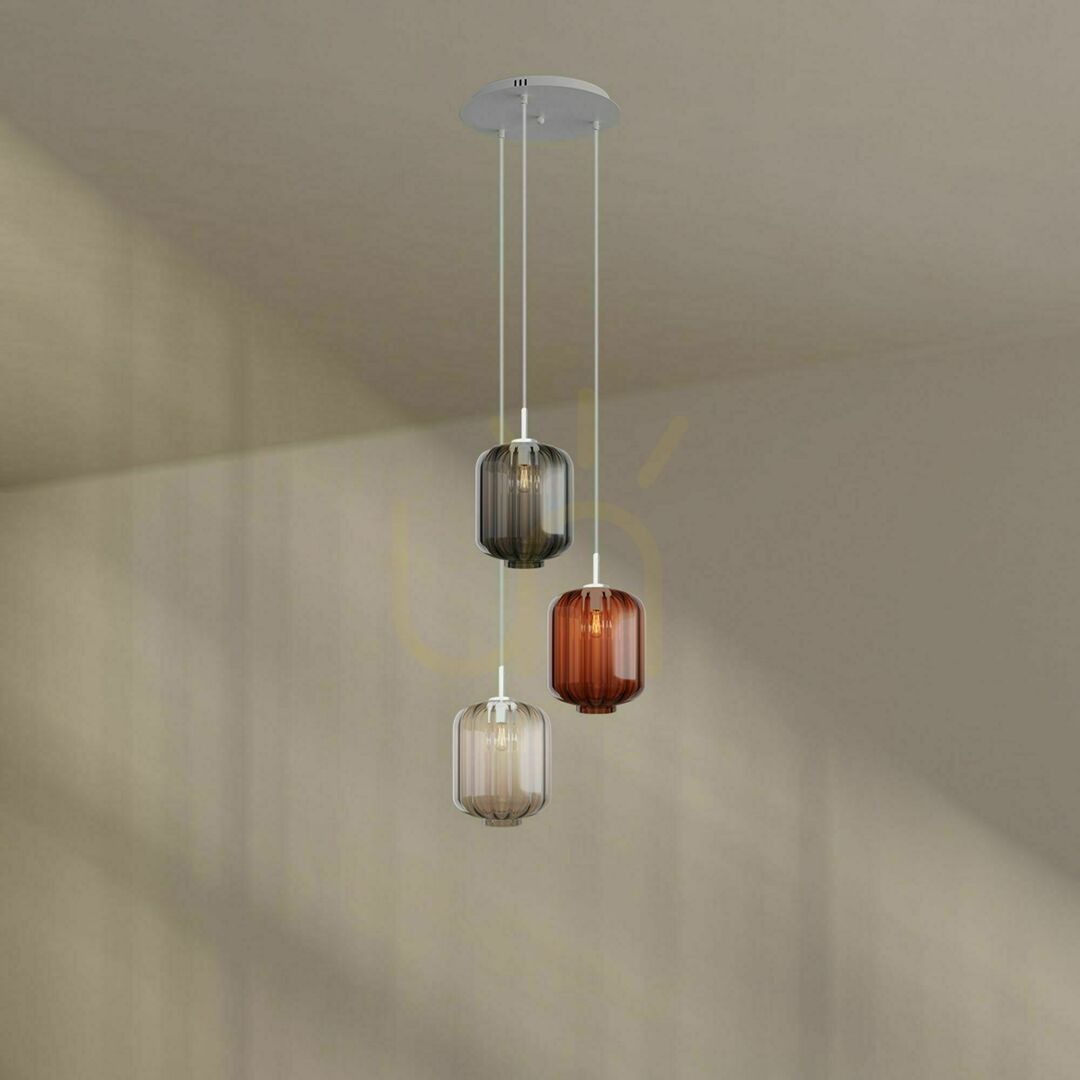 Pokaż Żyrandol s.luce Velo 3-ramienny brązowy szkło metal E27 25 cm Żyrandol s.luce Velo 3-ramienny brązowy szkło metal E27 25 cm