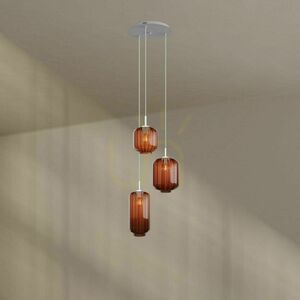 Lampa wisząca s.luce Velo 194420, 3×E27, rozeta Ø 40 cm, klosze Ø 18/20/25 cm, szkło brązowe, bezbarwne i przydymione, białe zawieszenie small 6