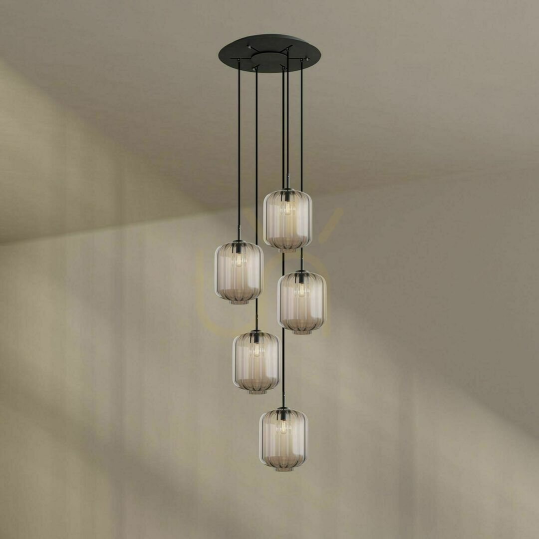 Sprawdź Żyrandol s.luce Velo 5-punktowy czarny szklany nowoczesny Ø25 cm Żyrandol s.luce Velo 5-punktowy czarny szklany nowoczesny Ø25 cm