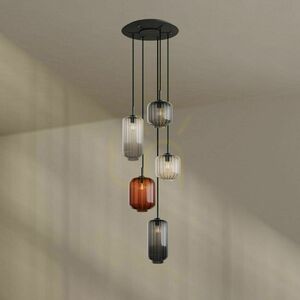 Żyrandol s.luce Velo 5-punktowy brązowy szkło metal E27 ściemnialny 5 Żyrandol s.luce Velo 5-punktowy brązowy szkło metal E27 ściemnialny small 5