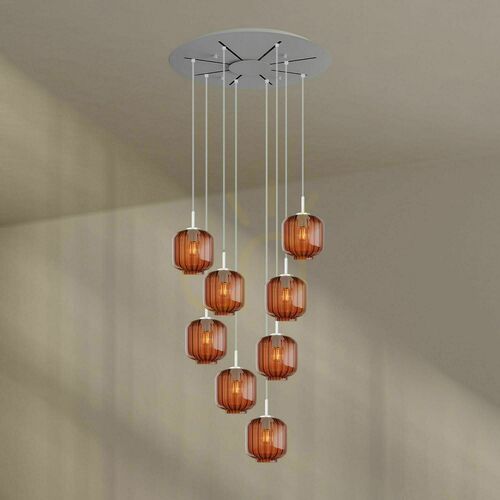 Sprawdź Żyrandol s.luce Velo 8-ramienny brązowy szklano-metalowy Ø80 cm