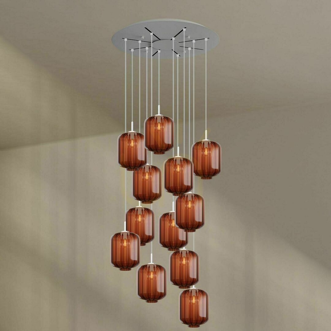 Sprawdź Żyrandol s.luce Velo 12-ramienny brązowy szklano-metalowy Ø80 cm Żyrandol s.luce Velo 12-ramienny brązowy szklano-metalowy Ø80 cm