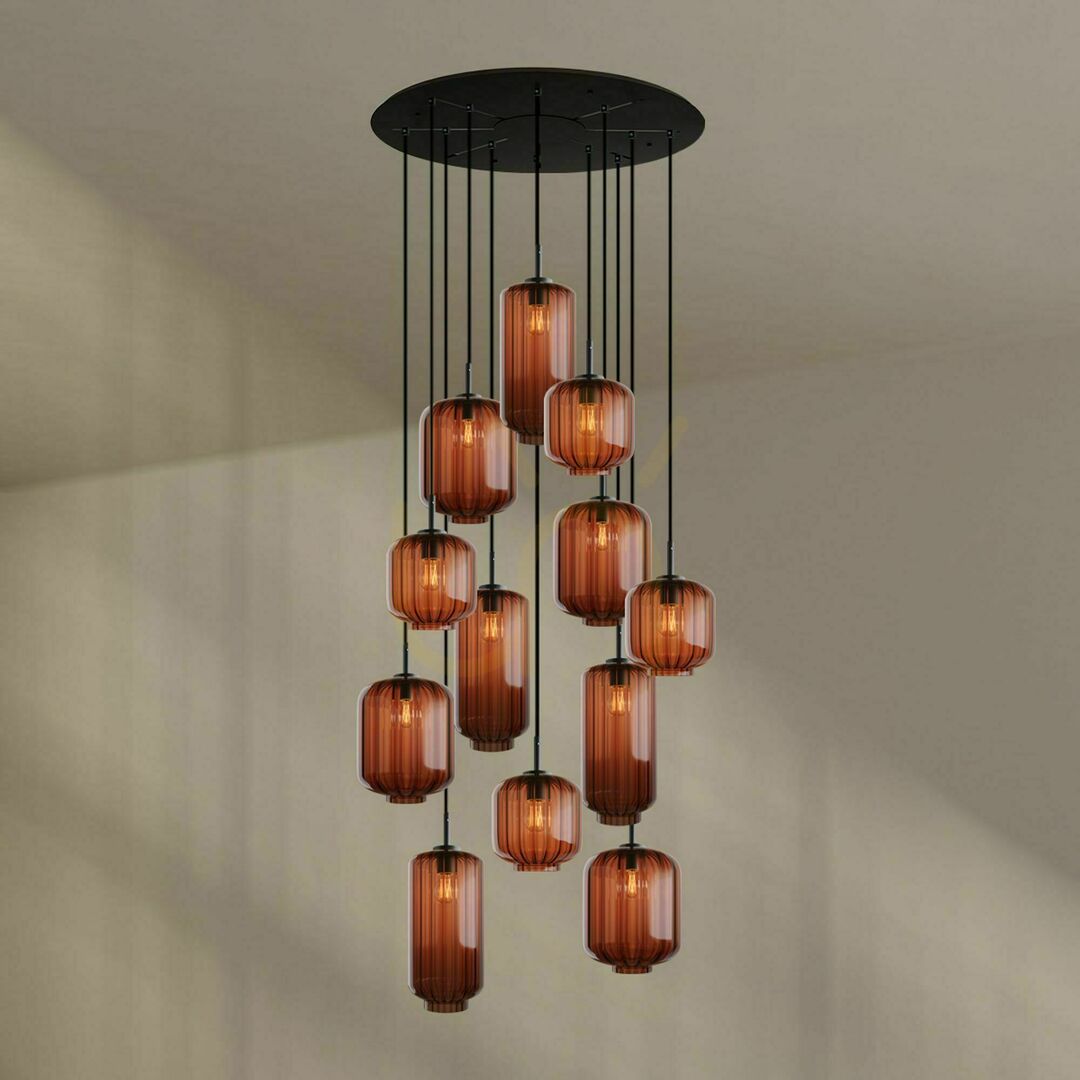 Zobacz Żyrandol s.luce Velo 12-ramienny brązowy szkło metal Ø80 cm Żyrandol s.luce Velo 12-ramienny brązowy szkło metal Ø80 cm