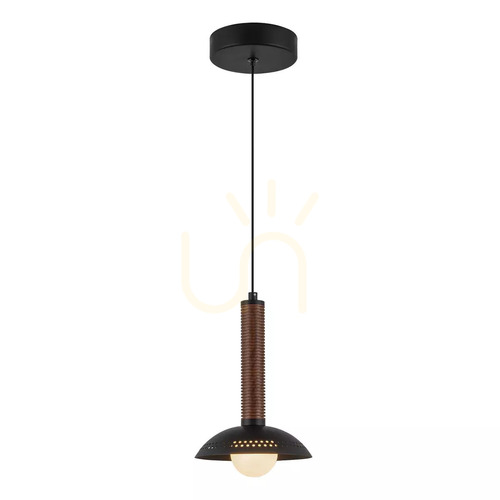 Sprawdź Mała lampa wisząca LED Arden - Matowa czerń, fornir orzechowy Elstead