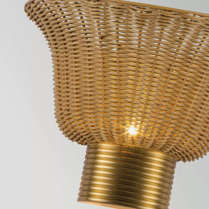 Kinkiet Kai - 2 źródła światła - Szczotkowane złoto, rattan Elstead small 3