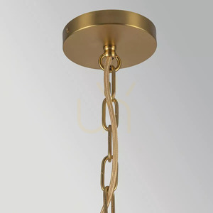 Mała lampa wisząca Kai - 1 źródło światła - Szczotkowane złoto, rattan Elstead small 3