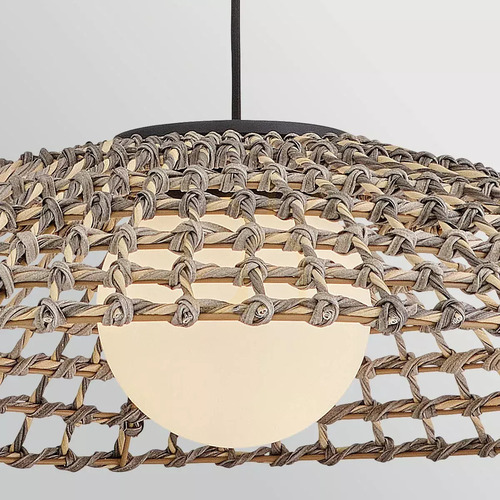 Sprawdź Bardzo duża zewnętrzna lampa wisząca Arlen - 1 źródło światła - Czarny, rattan Elstead